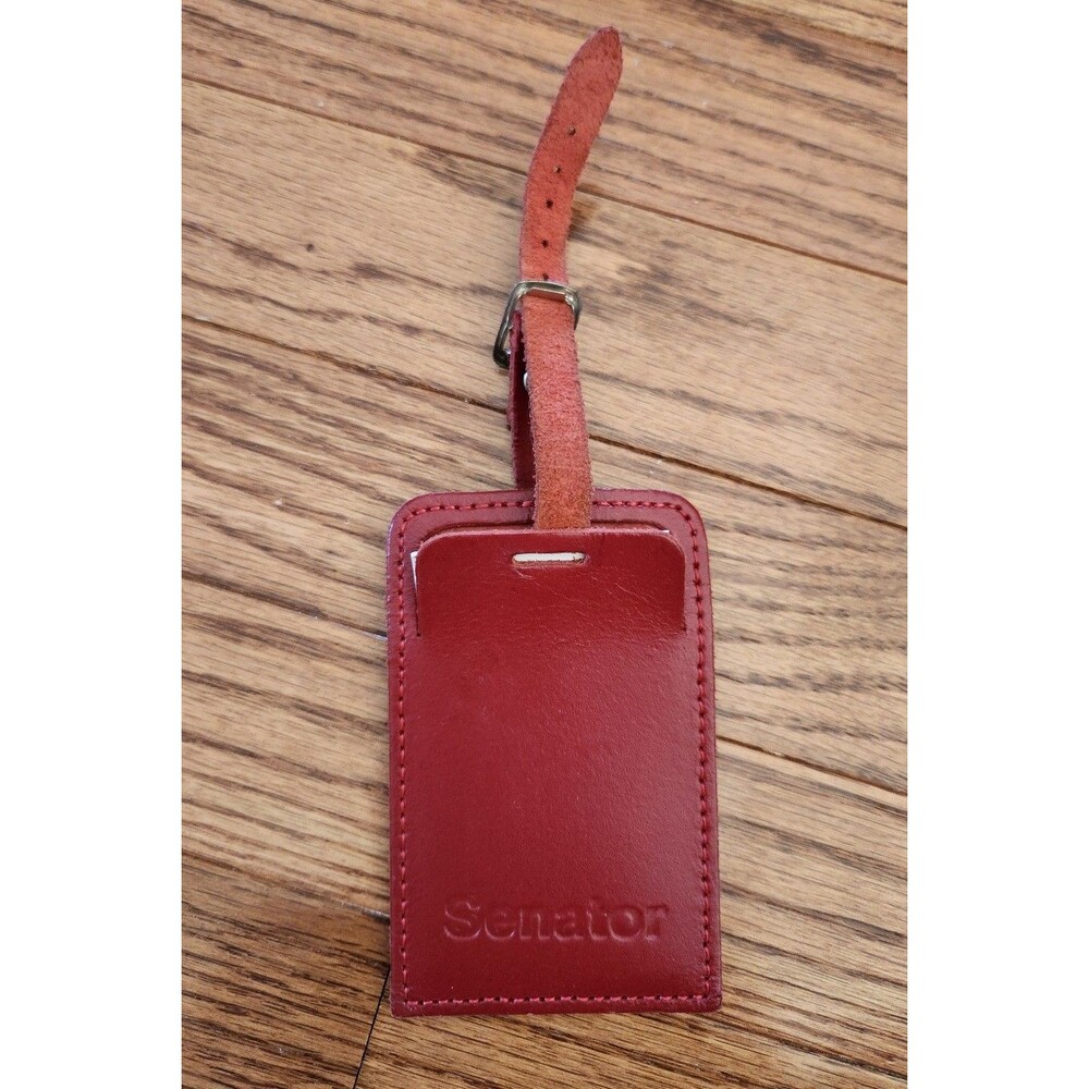 Red leather senator luggage ID tag
